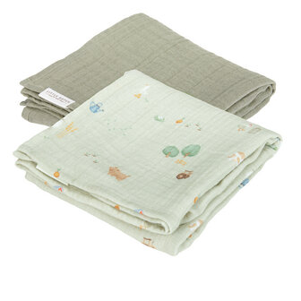 Little Dutch Swaddle doeken set hydrofiel 70 x 70 Little Farm / Olive