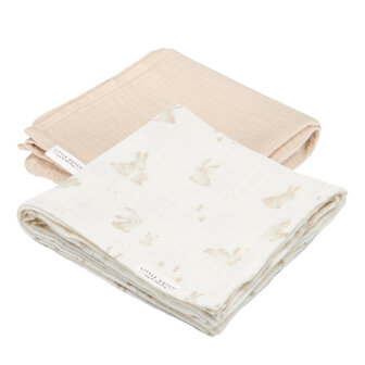 Little Dutch  Swaddle doeken set hydrofiel 70 x 70 Baby Bunny / Beige