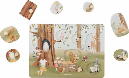 Little Dutch Geluidenpuzzel - Blauw - Forest Friends