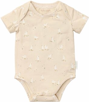 Little Dutch Romper korte mouw - Beige - Newborn Naturals - Little Goose